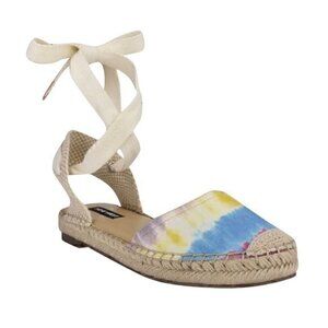 Nine West Mage Meow Bandana Espadrille Flat Sandal Tie Dye 6.5‎